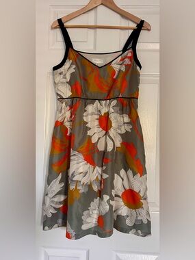 Anthropologie Moulinette Soeurs Silk Botanical Floral Empire Waist Dress Size 8